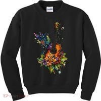 Hummingbird Guitar Floral Musician Nature Lover Bird Kids Sweatshirt thumb 0