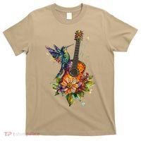 Hummingbird Guitar Floral Musician Nature Lover Bird T-Shirt thumb 0