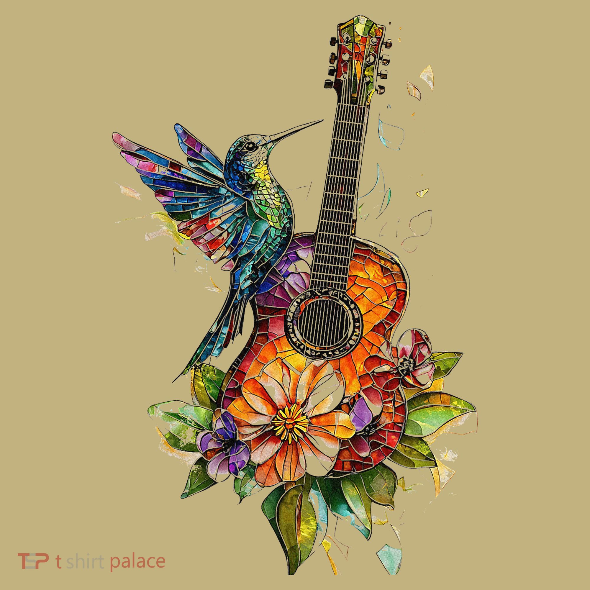 Hummingbird Guitar Floral Musician Nature Lover Bird Mousepad