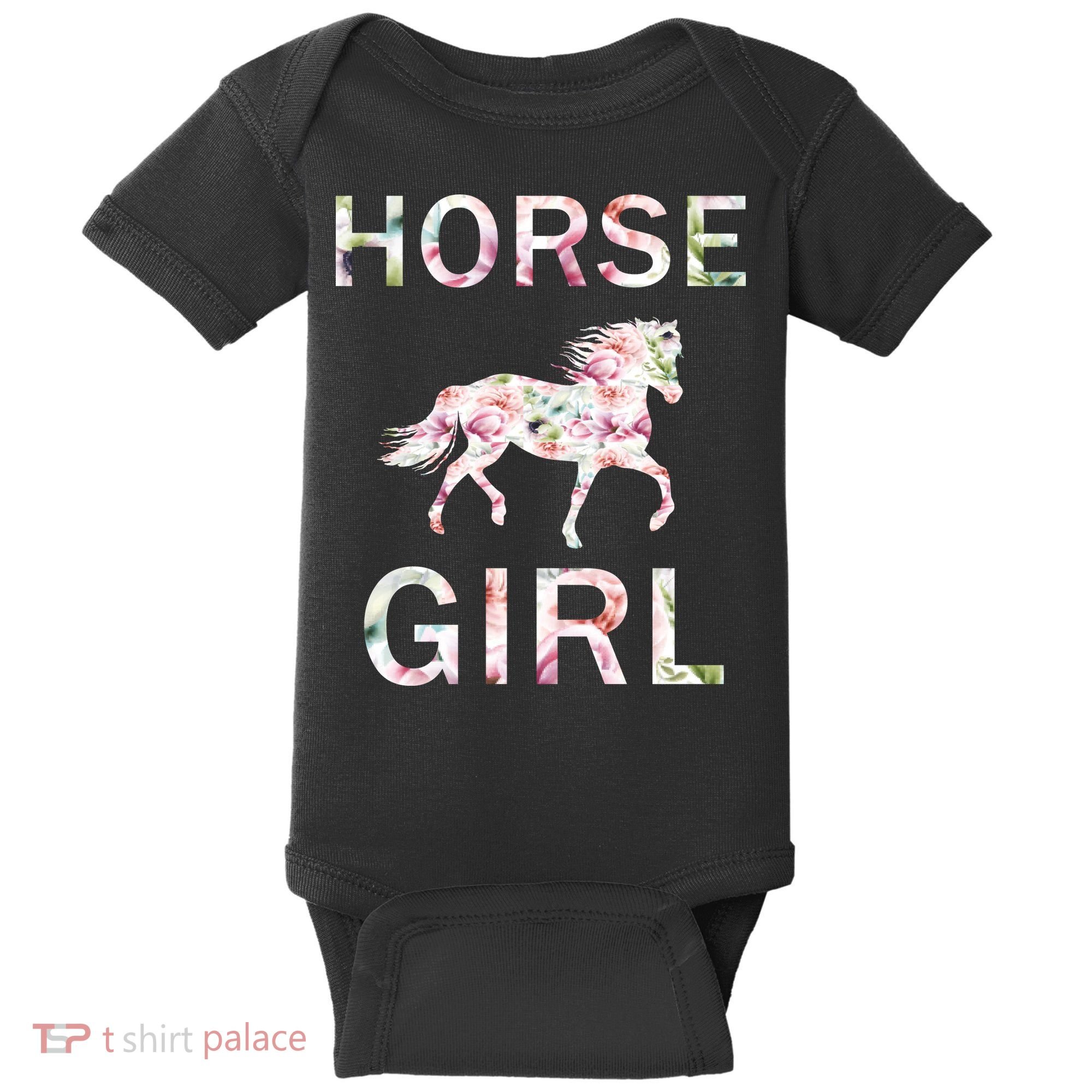 Horse Girl Floral Baby Bodysuit