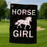 Horse Girl Floral Golf Towel thumb 1