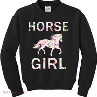 Horse Girl Floral Kids Sweatshirt thumb 0