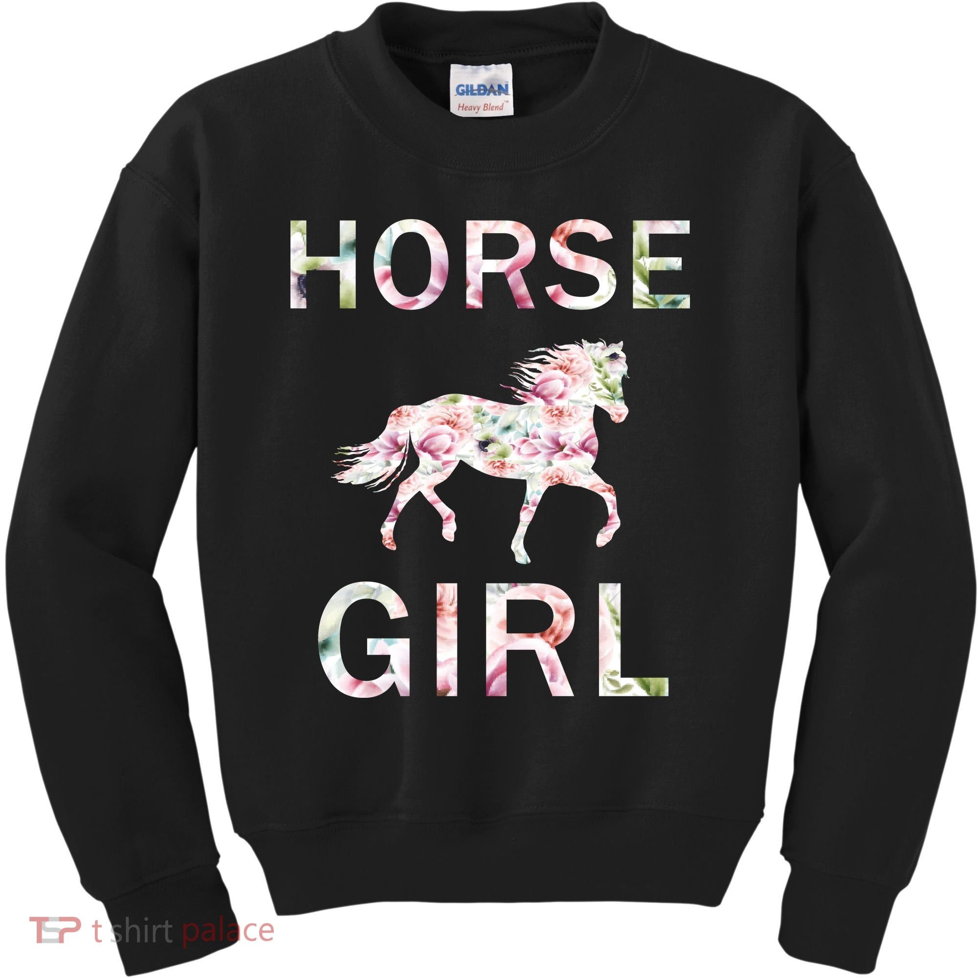 Horse Girl Floral Kids Sweatshirt