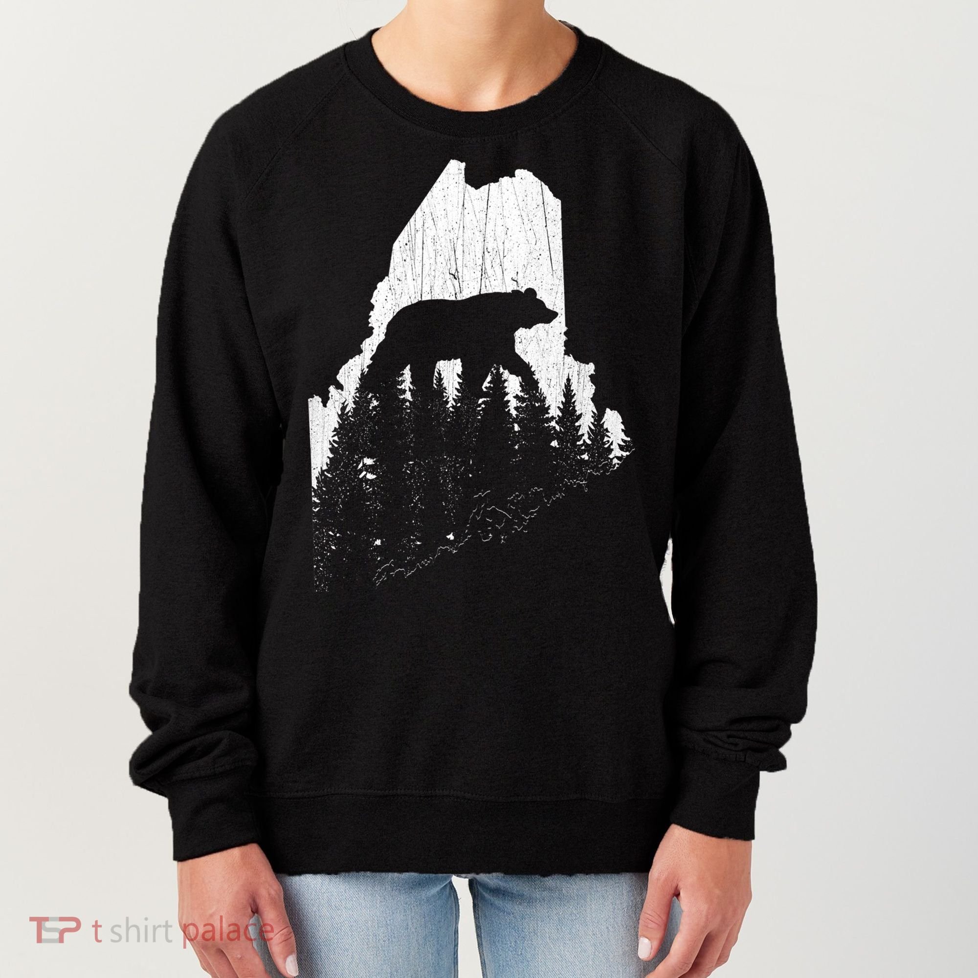 Hunting Gift For Maine Bear Pine Forest Outdoors Gift Women's Sweatshirt