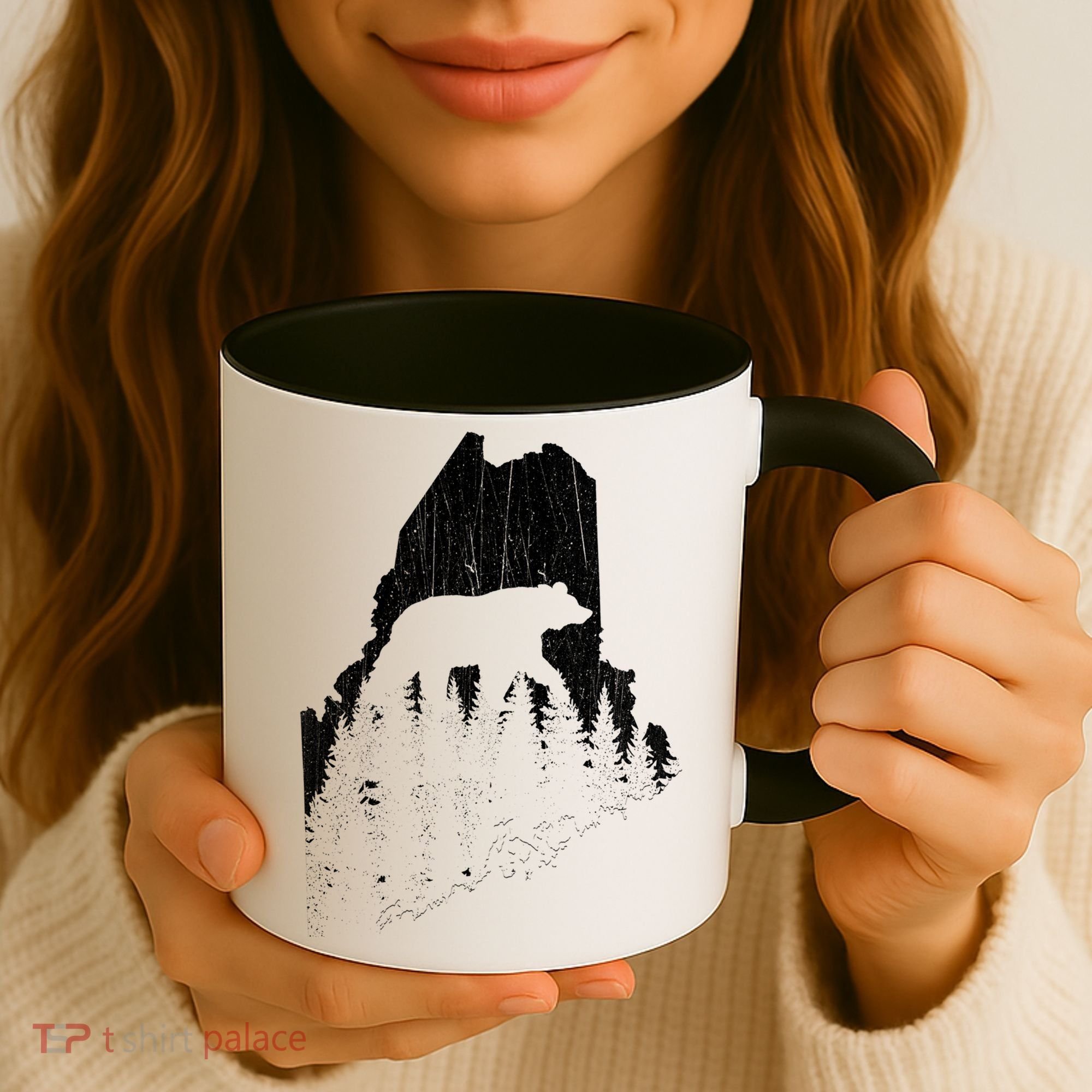 Hunting Gift For Maine Bear Pine Forest Outdoors Gift Coffee Mug