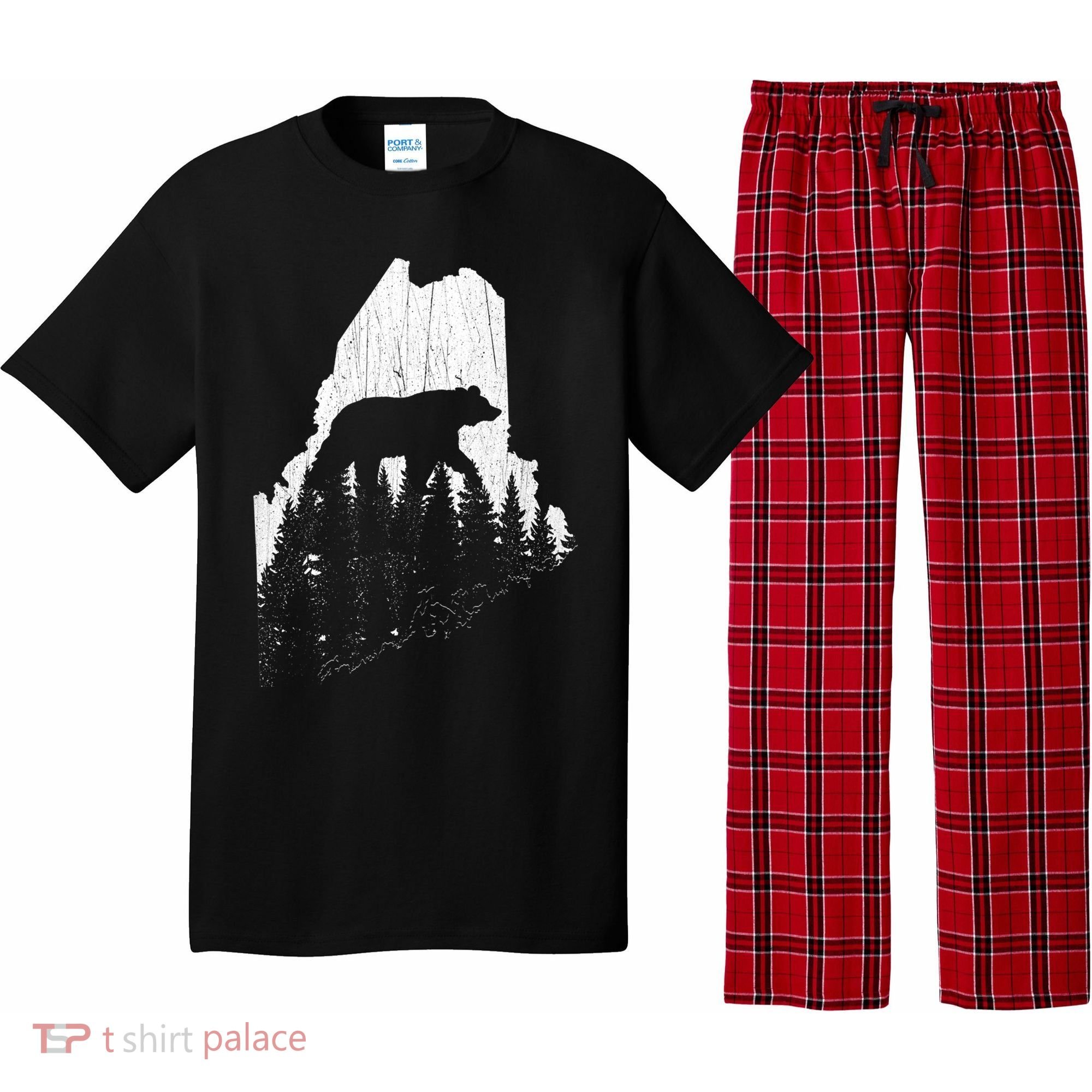 Hunting Gift For Maine Bear Pine Forest Outdoors Gift Pajama Set