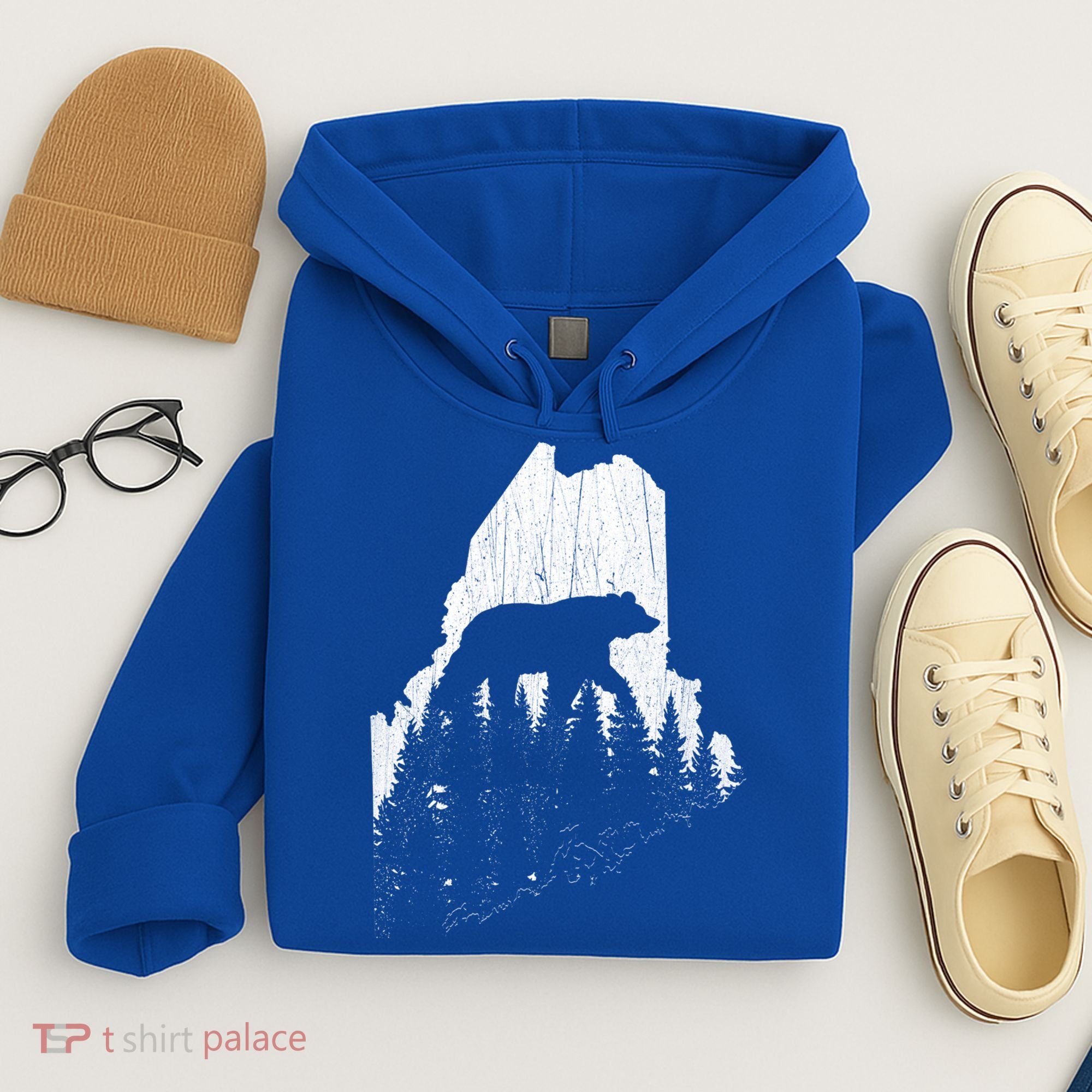 Hunting Gift For Maine Bear Pine Forest Outdoors Gift Hoodie