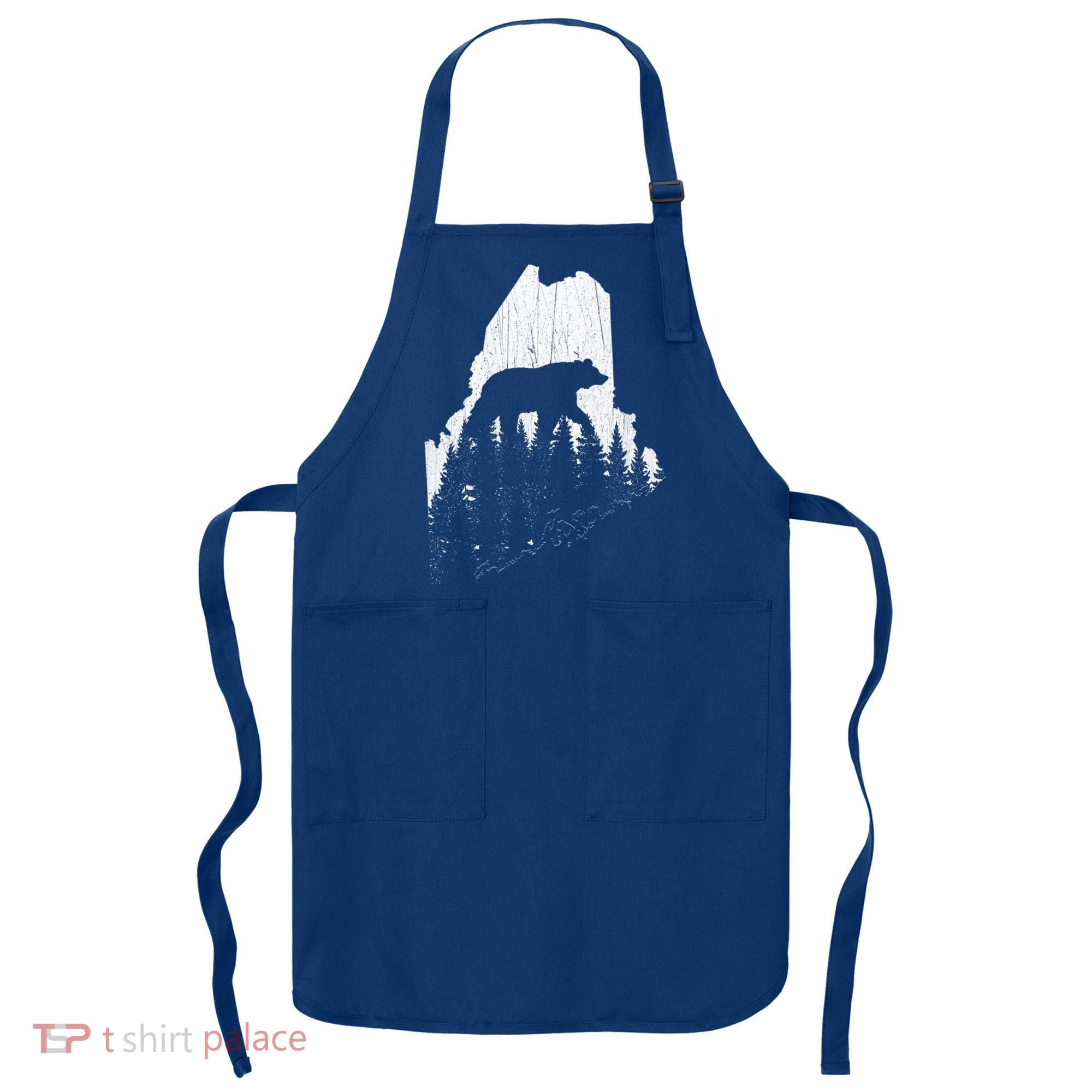 Hunting Gift For Maine Bear Pine Forest Outdoors Gift Apron