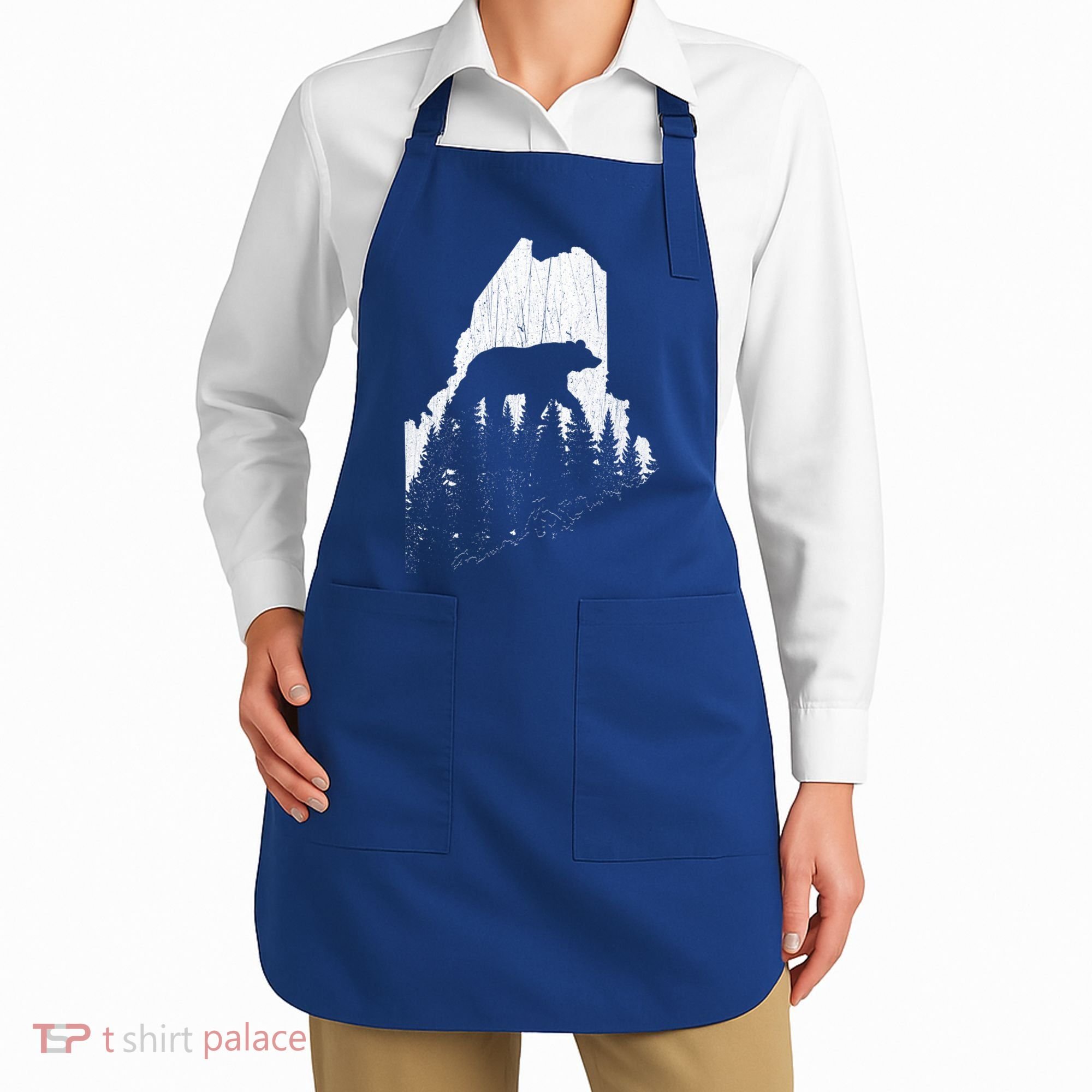 Hunting Gift For Maine Bear Pine Forest Outdoors Gift Apron