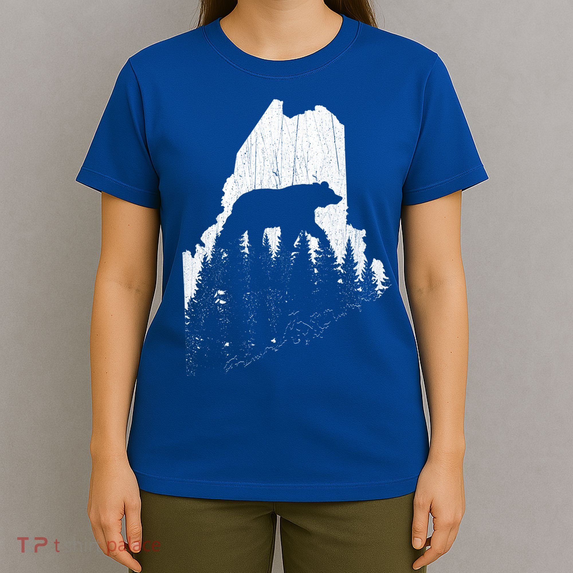 Hunting Gift For Maine Bear Pine Forest Outdoors Gift T-Shirt