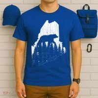 Hunting Gift For Maine Bear Pine Forest Outdoors Gift T-Shirt thumb 6