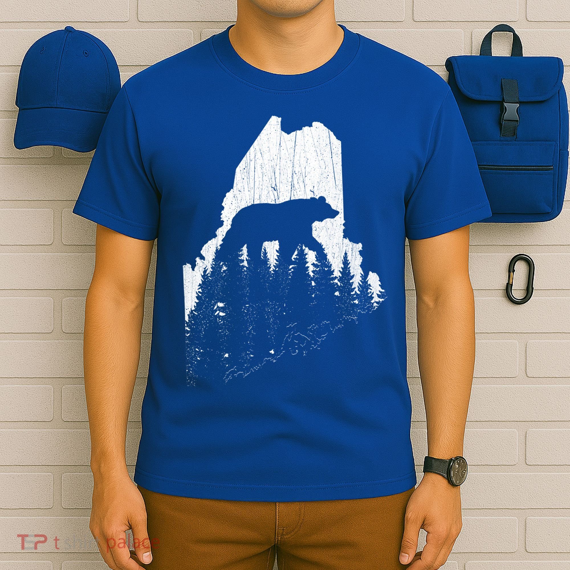 Hunting Gift For Maine Bear Pine Forest Outdoors Gift T-Shirt