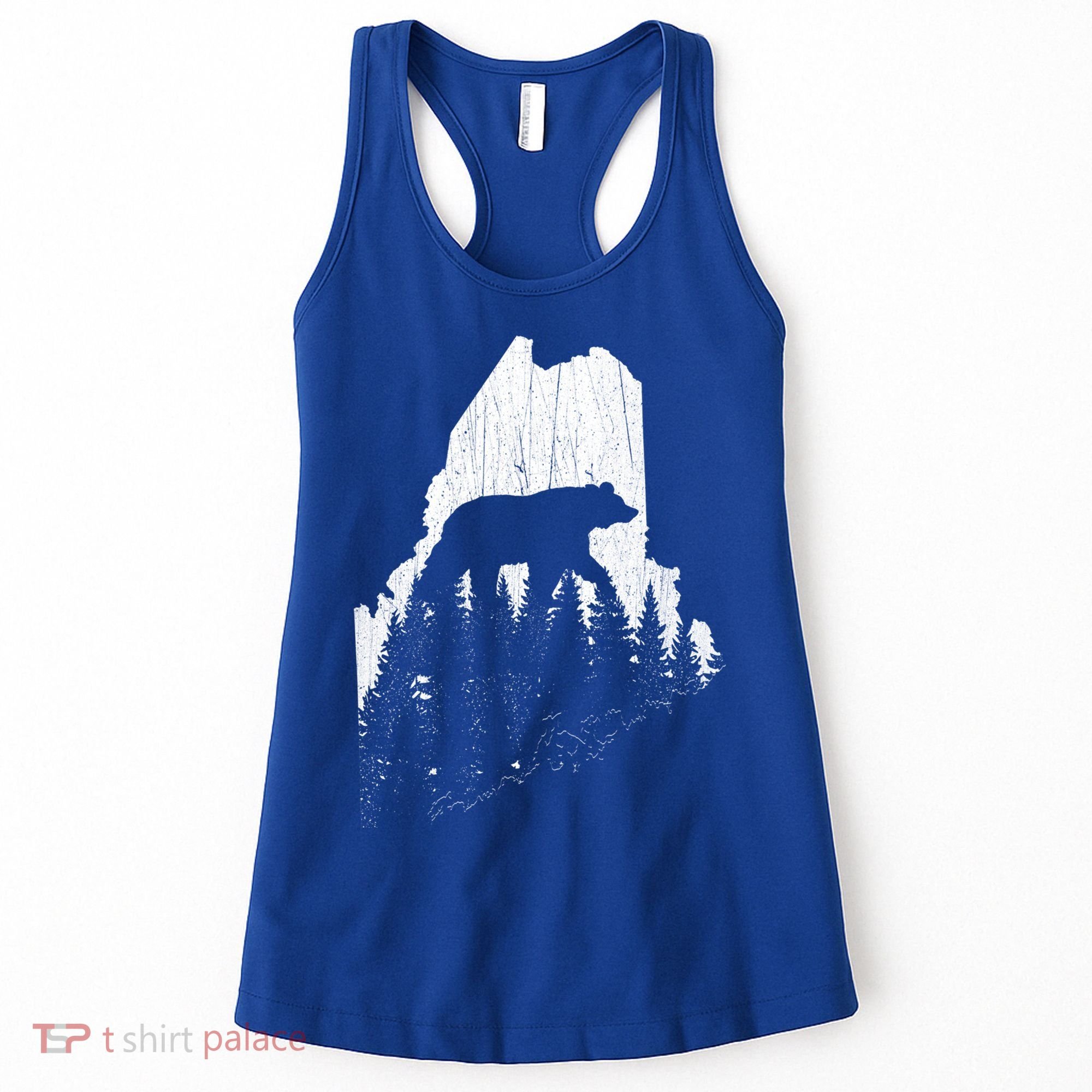 Hunting Gift For Maine Bear Pine Forest Outdoors Gift Women's Tank Top