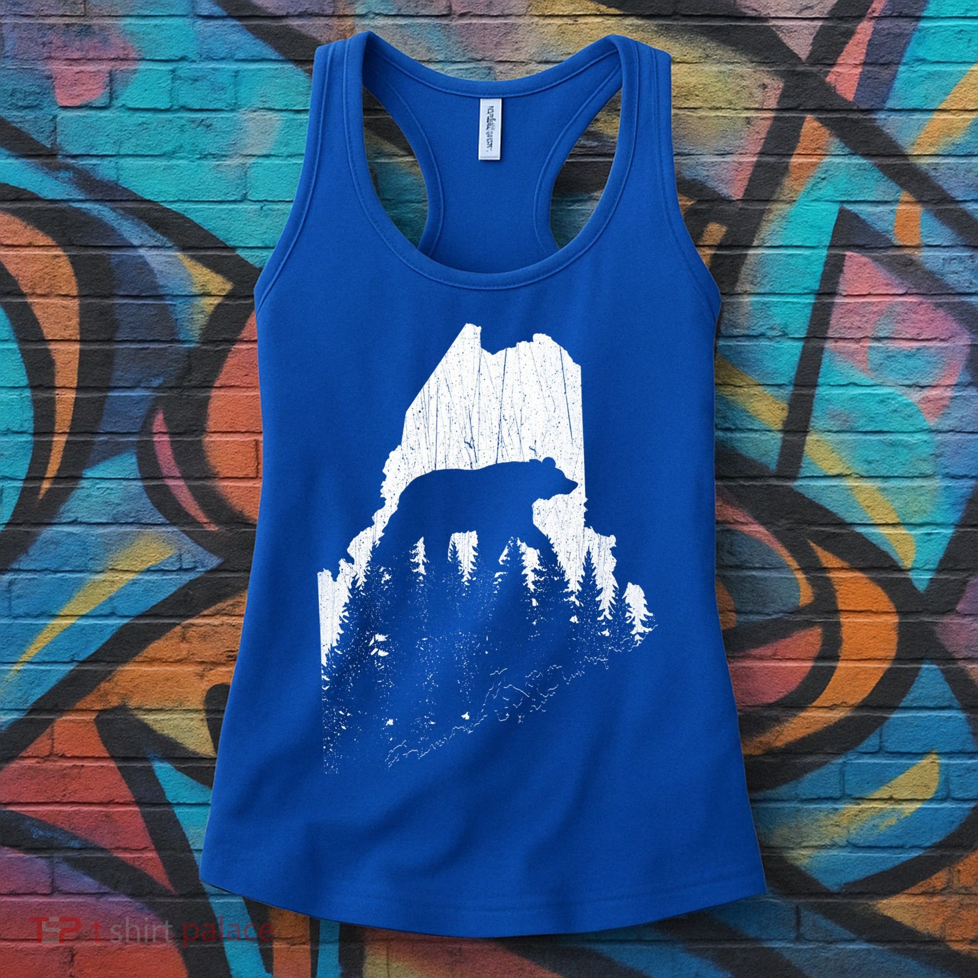 Hunting Gift For Maine Bear Pine Forest Outdoors Gift Women's Tank Top