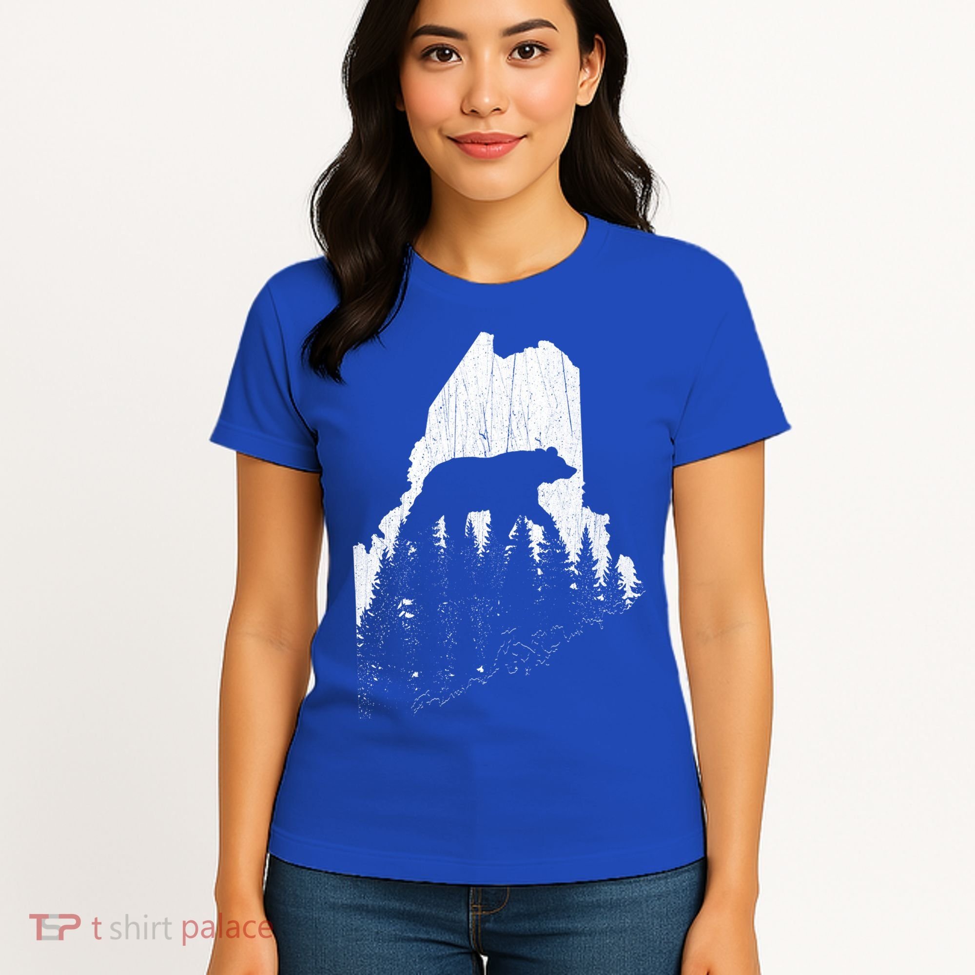 Hunting Gift For Maine Bear Pine Forest Outdoors Gift Women's T-Shirt