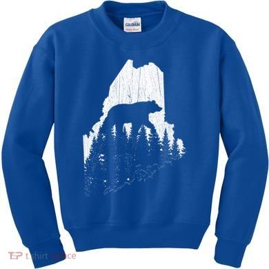 Hunting Gift For Maine Bear Pine Forest Outdoors Gift Kids Sweatshirt