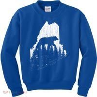 Hunting Gift For Maine Bear Pine Forest Outdoors Gift Kids Sweatshirt thumb 0