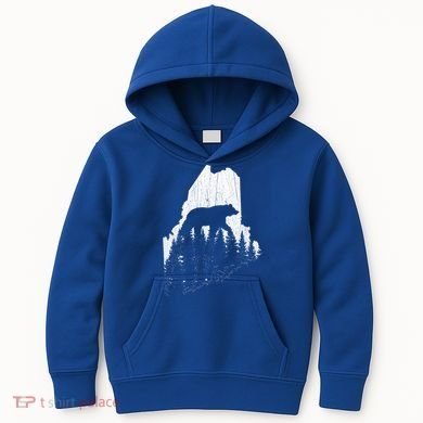 Hunting Gift For Maine Bear Pine Forest Outdoors Gift Kids Hoodie