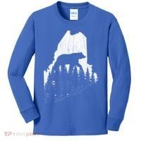 Hunting Gift For Maine Bear Pine Forest Outdoors Gift Kids Long Sleeve Shirt thumb 0