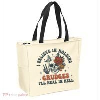 Holding Grudges Floral Skull Tote Bag thumb 2