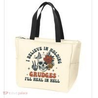 Holding Grudges Floral Skull Tote Bag thumb 3