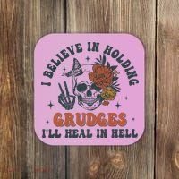 Holding Grudges Floral Skull Coaster thumb 0