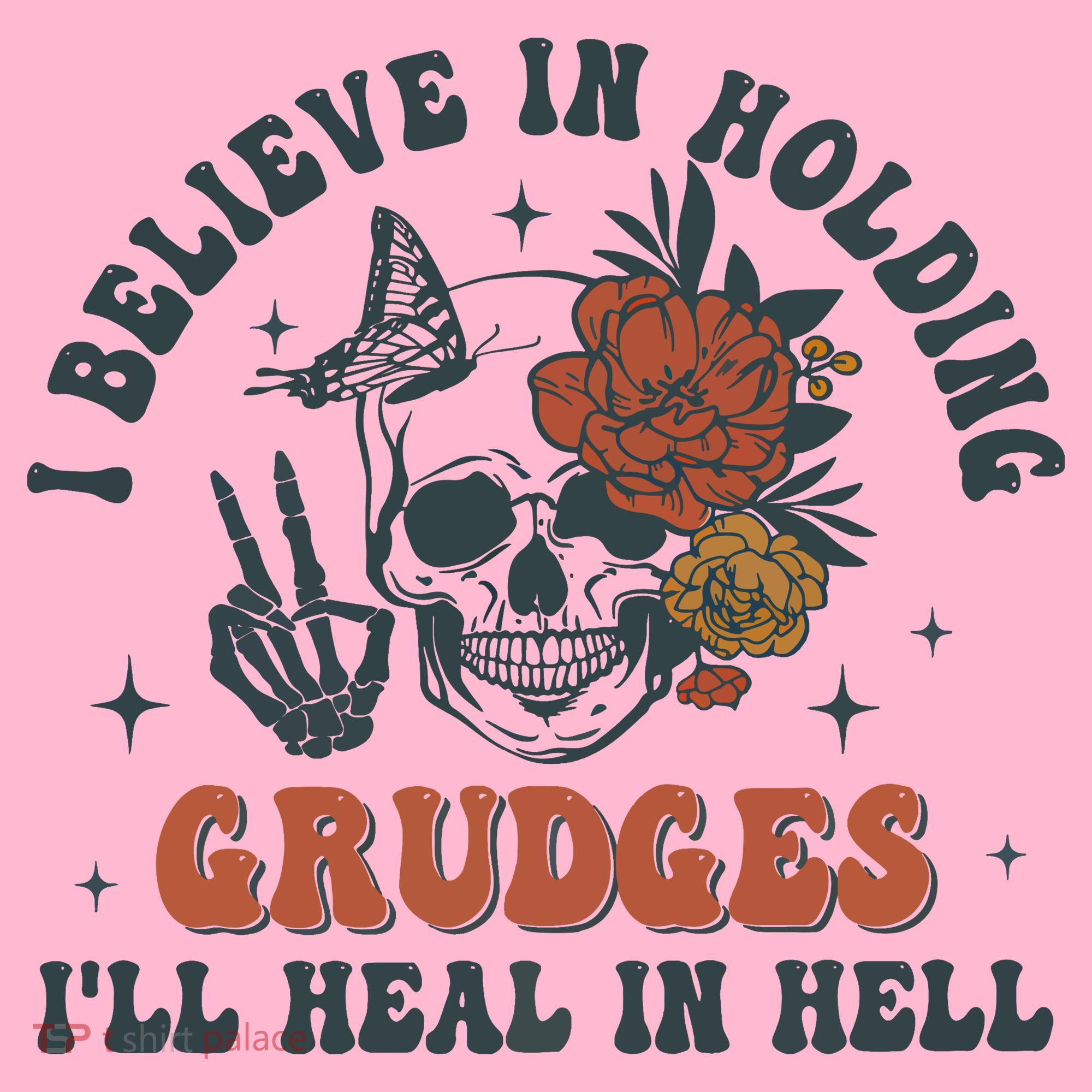 Holding Grudges Floral Skull Coaster