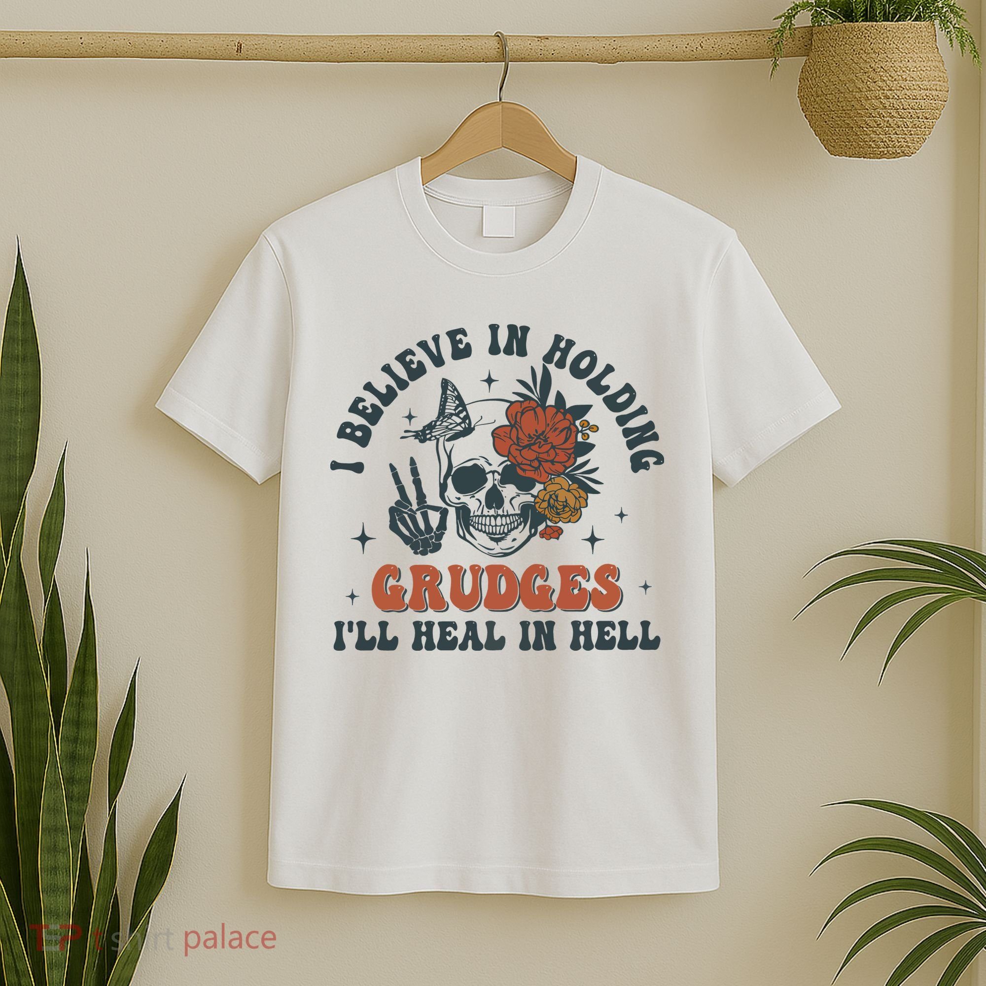 Holding Grudges Floral Skull T-Shirt