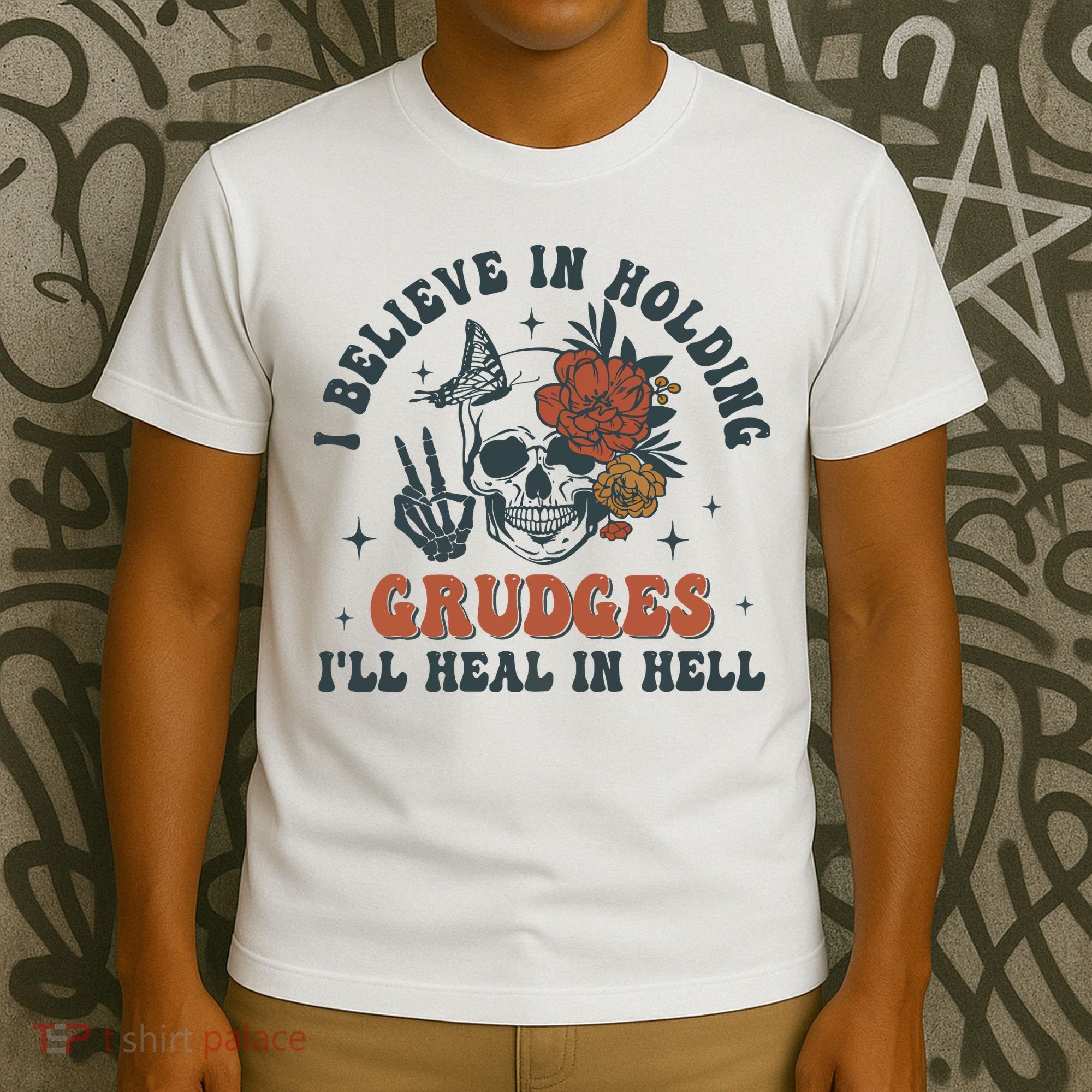 Holding Grudges Floral Skull T-Shirt
