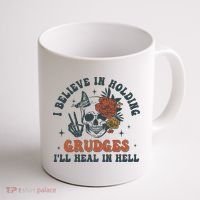 Holding Grudges Floral Skull Coffee Mug thumb 1