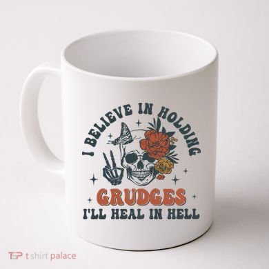 Holding Grudges Floral Skull Coffee Mug