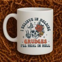 Holding Grudges Floral Skull Coffee Mug thumb 2