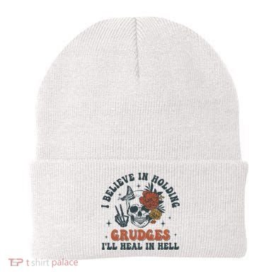 Holding Grudges Floral Skull Beanie