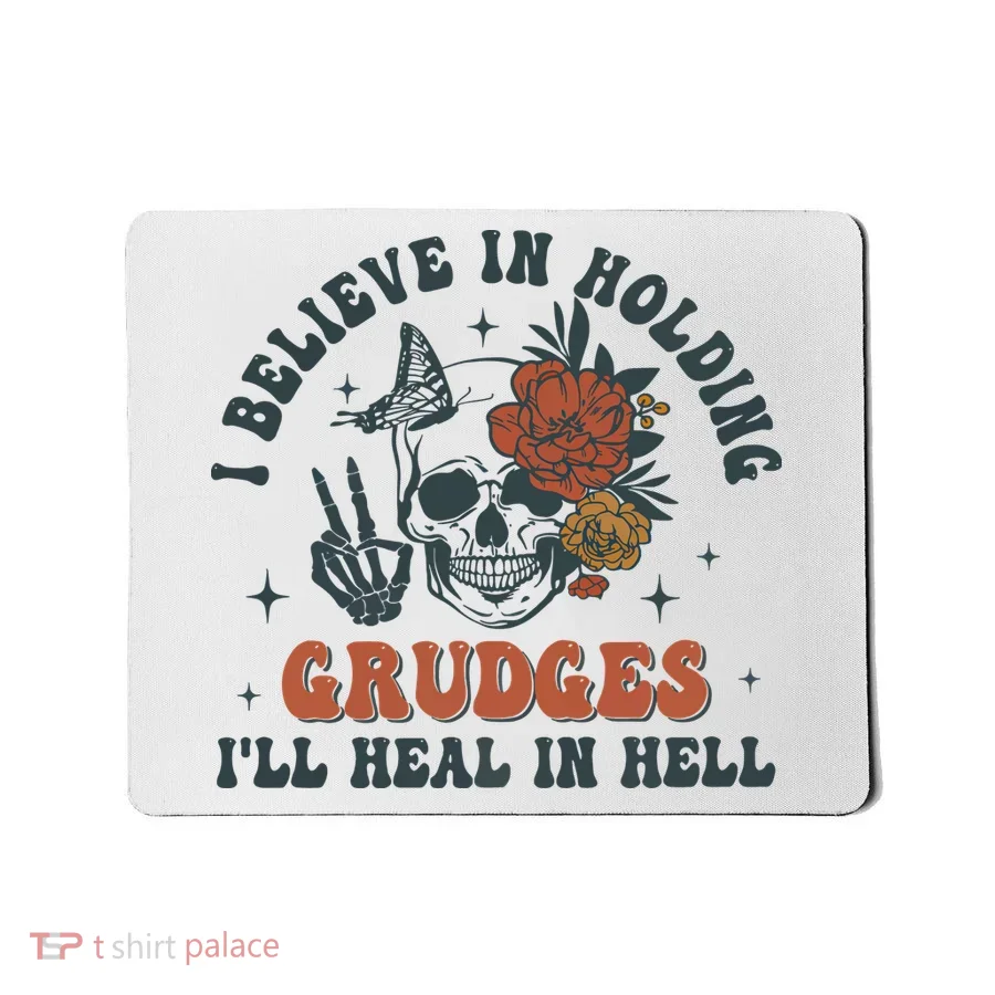 Holding Grudges Floral Skull Mousepad