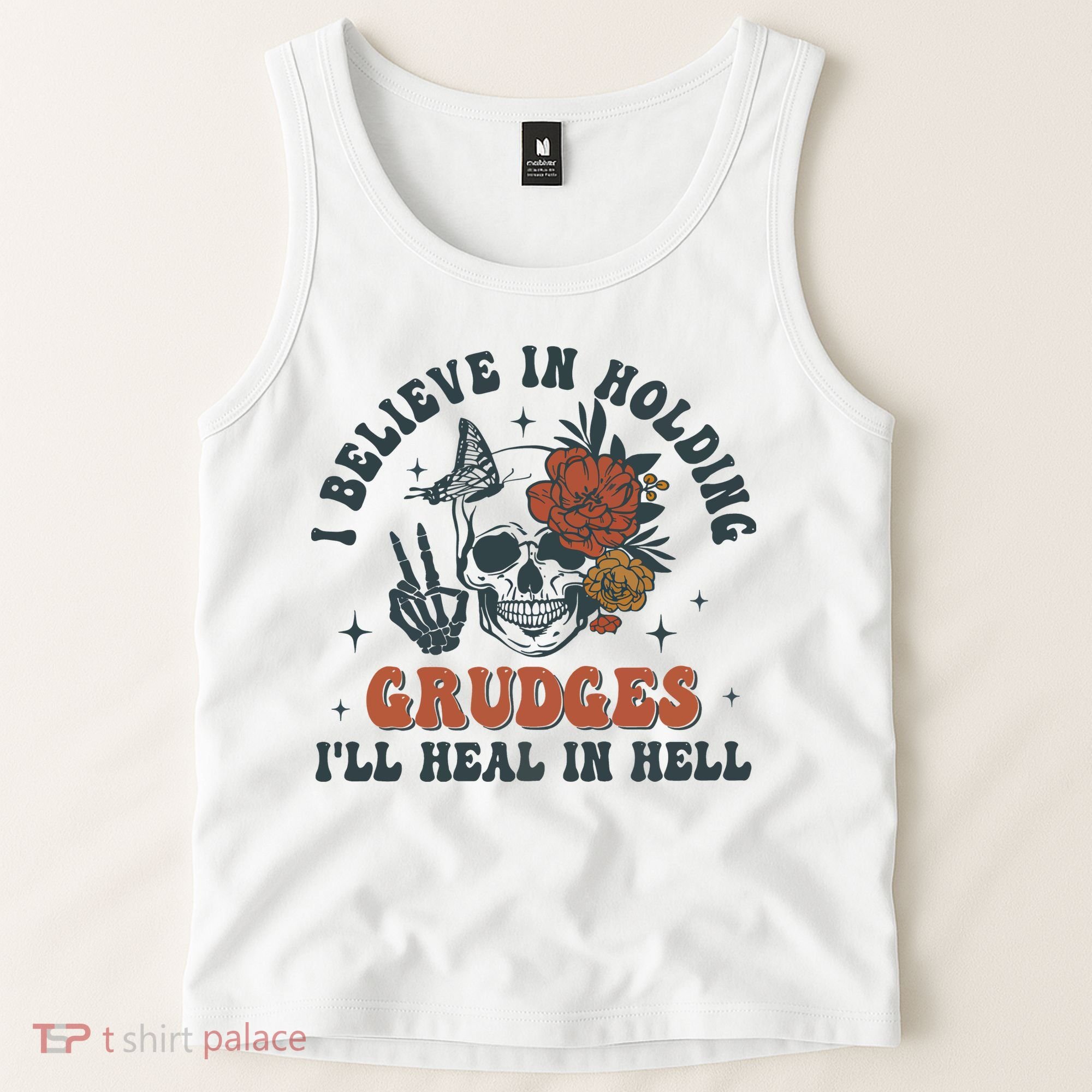 Holding Grudges Floral Skull Tank Top