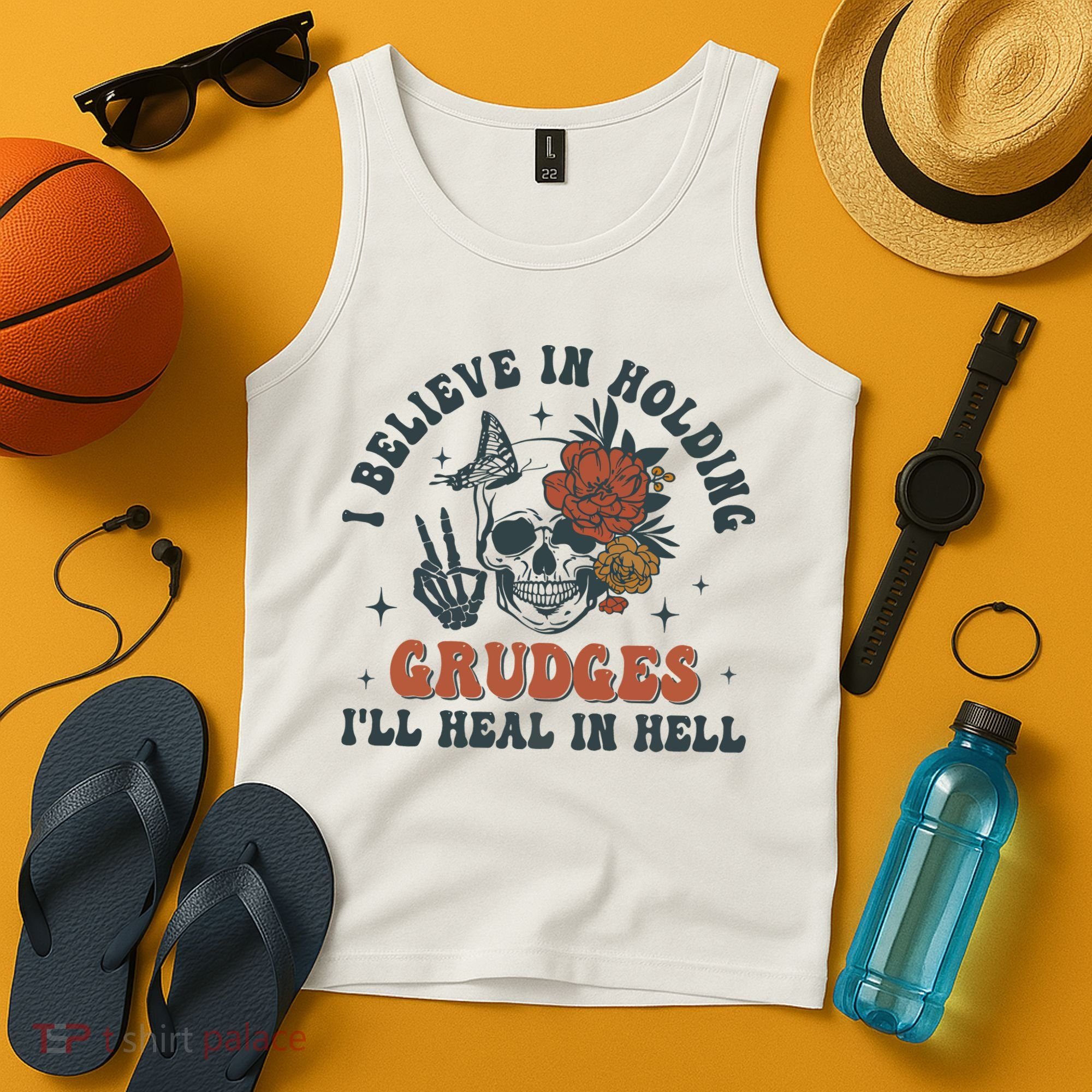 Holding Grudges Floral Skull Tank Top