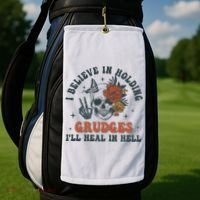 Holding Grudges Floral Skull Golf Towel thumb 2