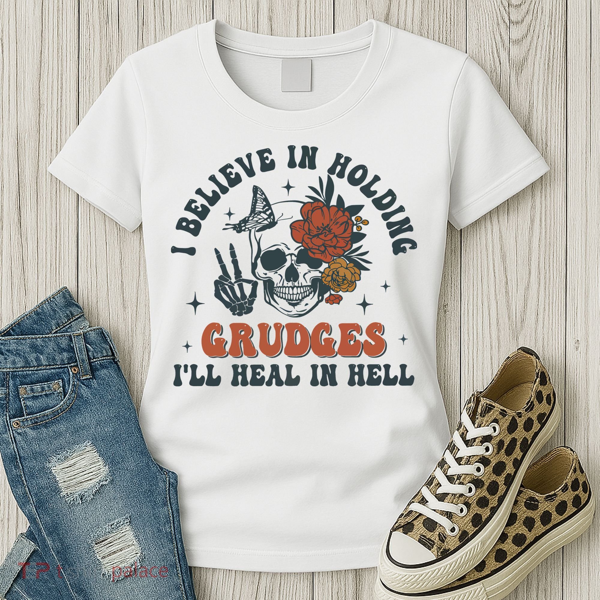 Holding Grudges Floral Skull Women's T-Shirt