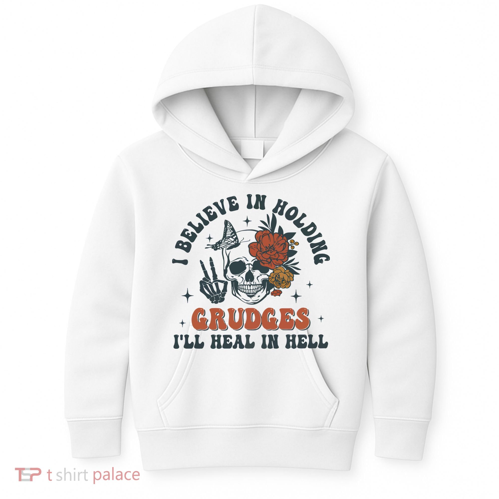 Holding Grudges Floral Skull Kids Hoodie