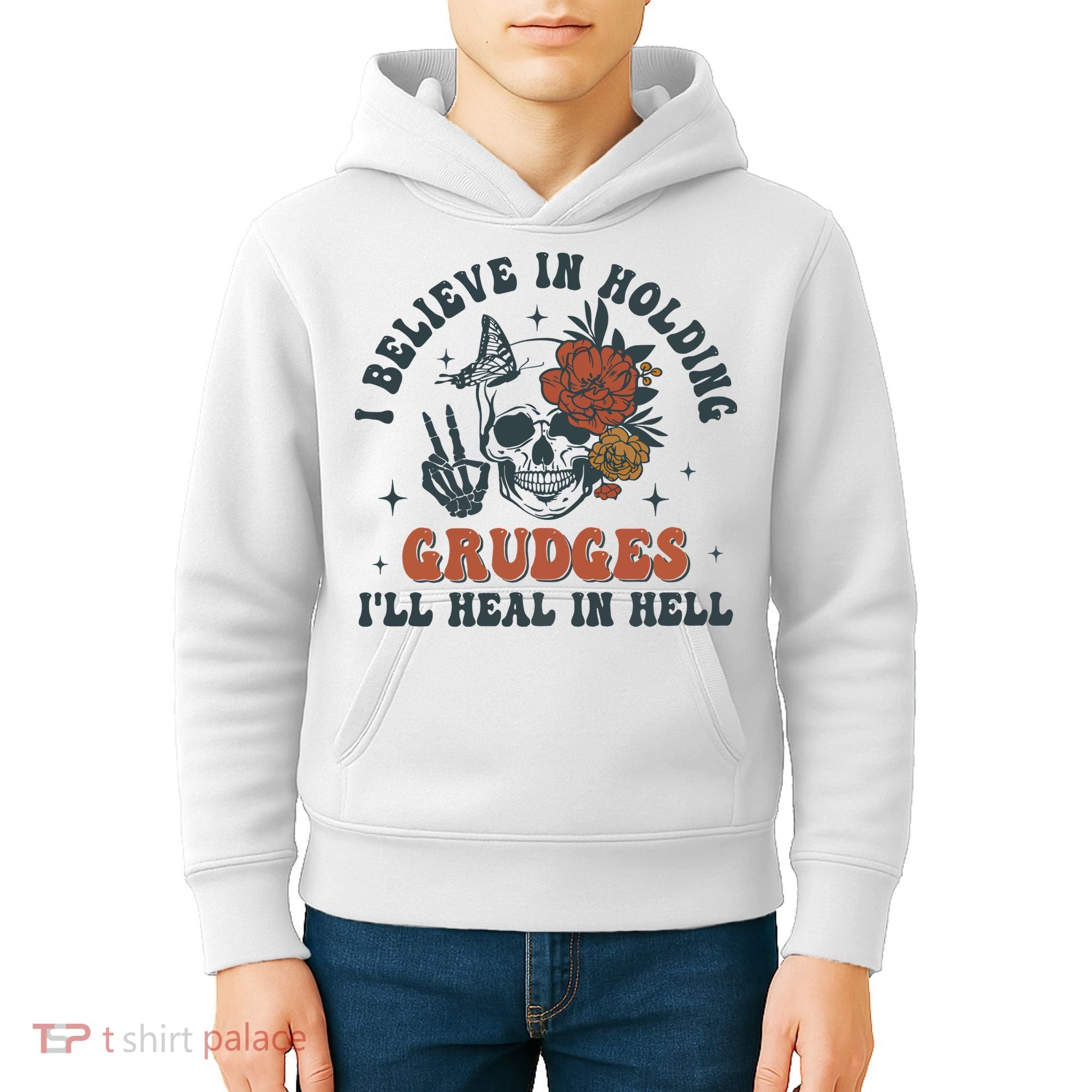 Holding Grudges Floral Skull Kids Hoodie
