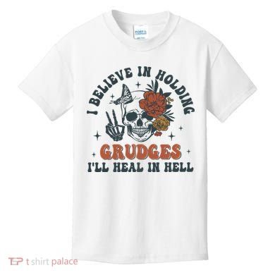 Holding Grudges Floral Skull Kids T-Shirt