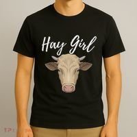 Hay Girl Funny Cow Lover Famer Cattle Ranch Farming T-Shirt thumb 3