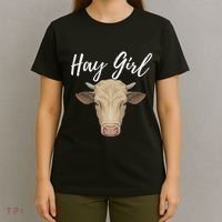 Hay Girl Funny Cow Lover Famer Cattle Ranch Farming T-Shirt thumb 4
