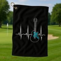 Heartbeat Guitarist Guitar Great Gift Golf Towel thumb 1
