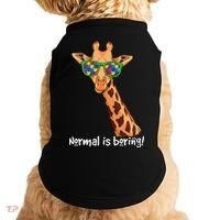 Hipster Giraffe Glasses Normal is Boring Autism Awareness Doggie Tank thumb 0