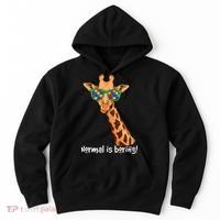 Hipster Giraffe Glasses Normal is Boring Autism Awareness Hoodie thumb 0