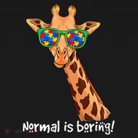 Hipster Giraffe Glasses Normal is Boring Autism Awareness Apron thumb 3