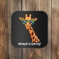 Hipster Giraffe Glasses Normal is Boring Autism Awareness Coaster thumb 0