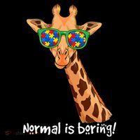 Hipster Giraffe Glasses Normal is Boring Autism Awareness Women's Hoodie thumb 2