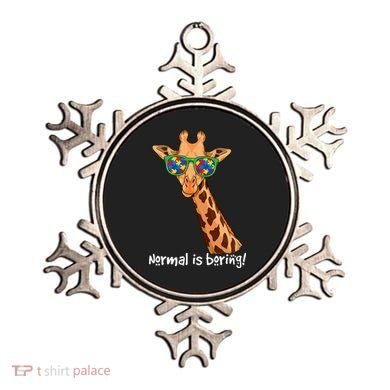 Hipster Giraffe Glasses Normal is Boring Autism Awareness Ornament
